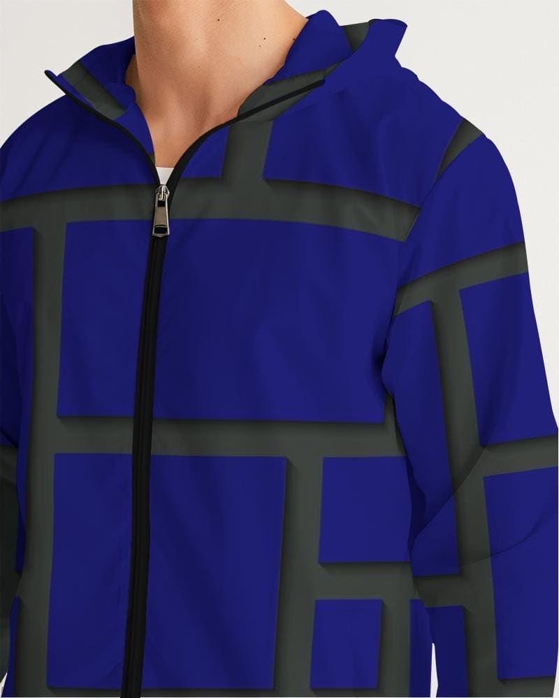 Mens Hooded Windbreaker - Dark Blue Water Resistant Jacket - Jjy30x - Mens