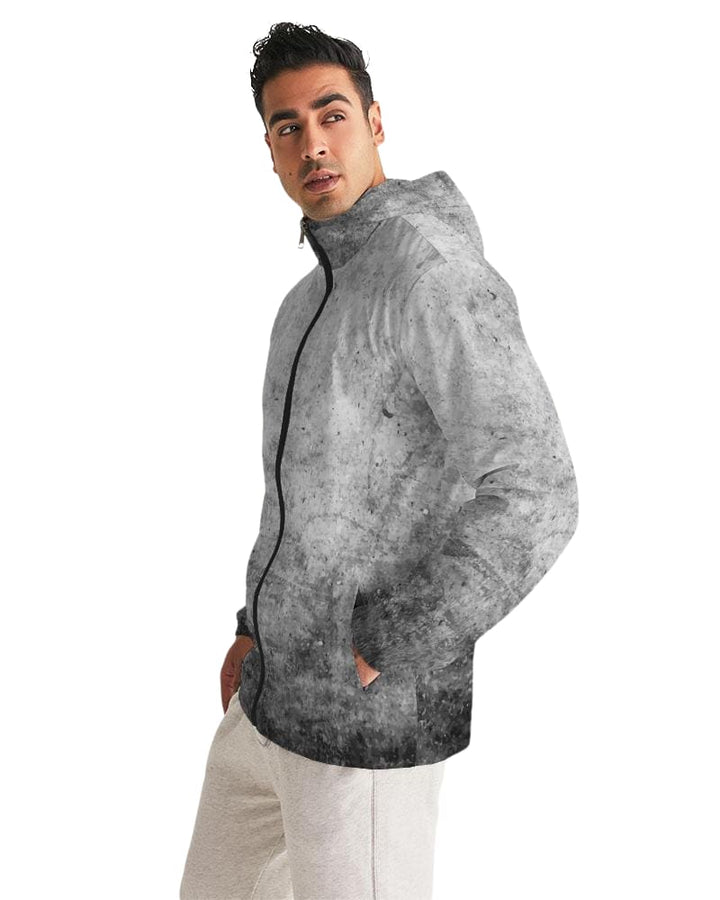 Mens Lightweight Windbreaker Jacket with Hood and Zipper Closure Grey