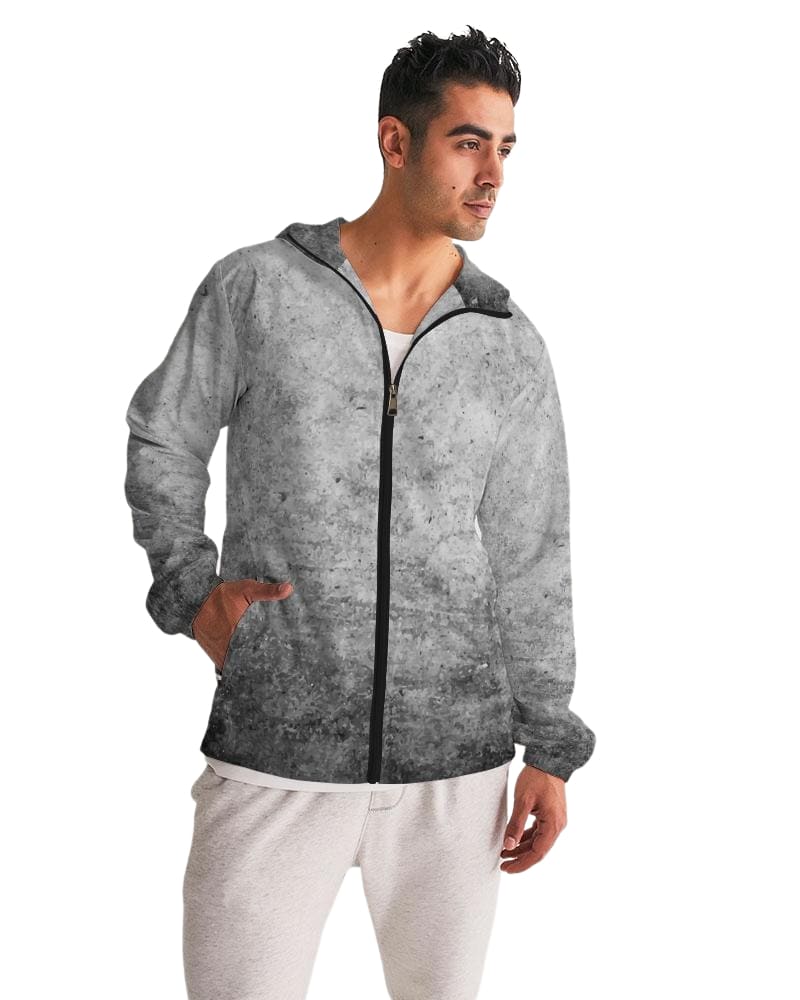 Mens Lightweight Windbreaker Jacket with Hood and Zipper Closure Grey