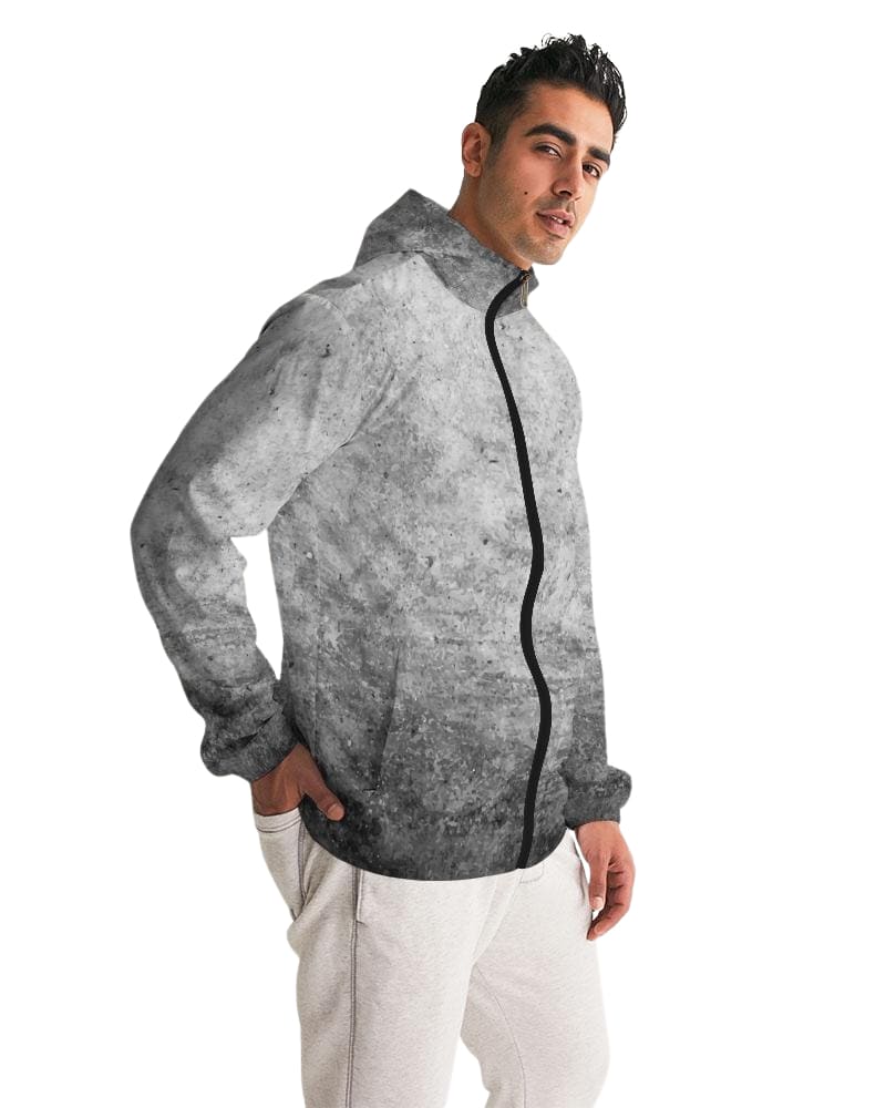 Mens Lightweight Windbreaker Jacket With Hood And Zipper Closure Grey