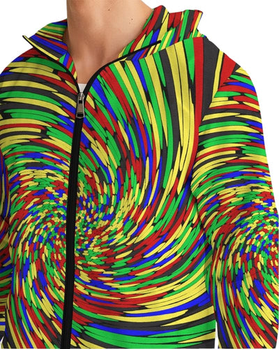 Mens Hooded Windbreaker - Multicolor Water Resistant Jacket - Jl0i0x - Mens