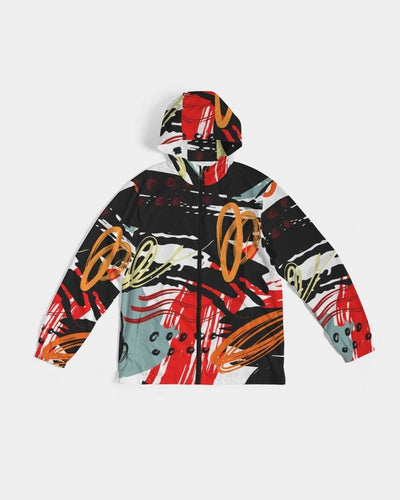 Mens Hooded Windbreaker - Multicolor Water Resistant Jacket - Ll4s0x - Mens