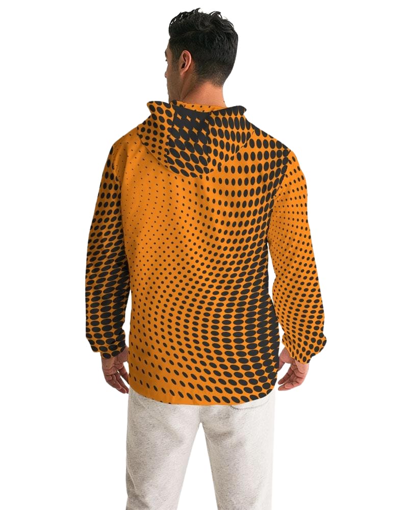 Mens Hooded Windbreaker - Orange Polka Dot Water Resistant Jacket - Jl3o0x