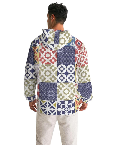 Mens Hooded Windbreaker - Pop Pattern Water Resistant Jacket - J7n00x - Mens