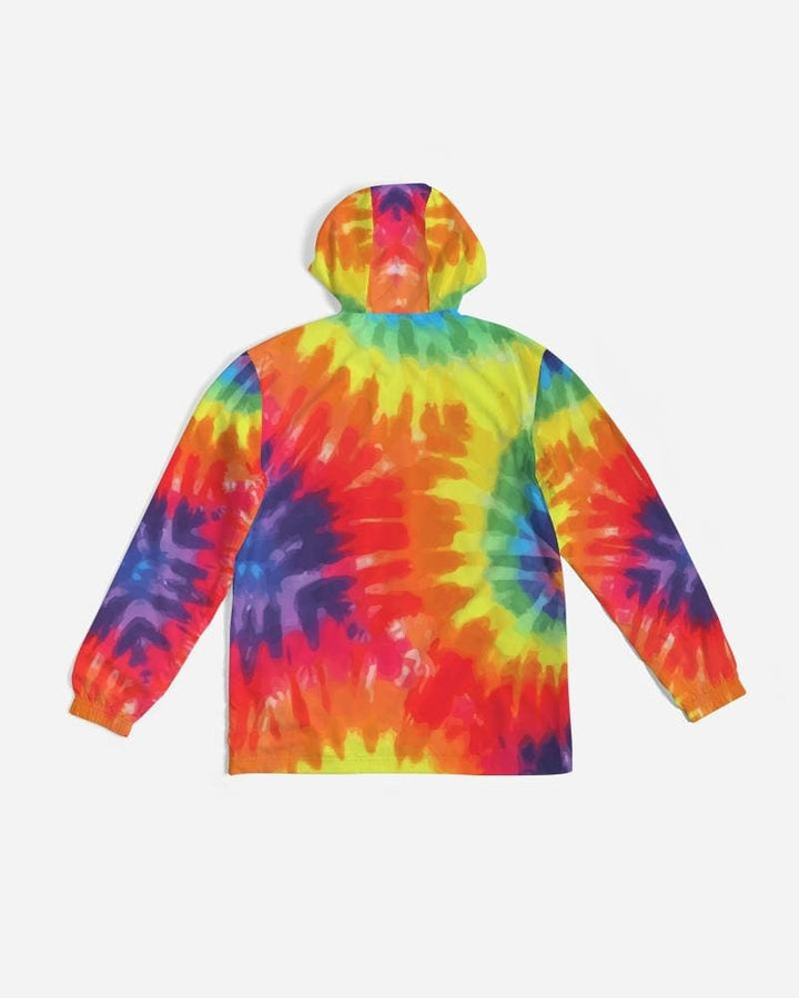 Mens Hooded Windbreaker - Rainbow Tie-dye Water Resistant Jacket - Jl330x