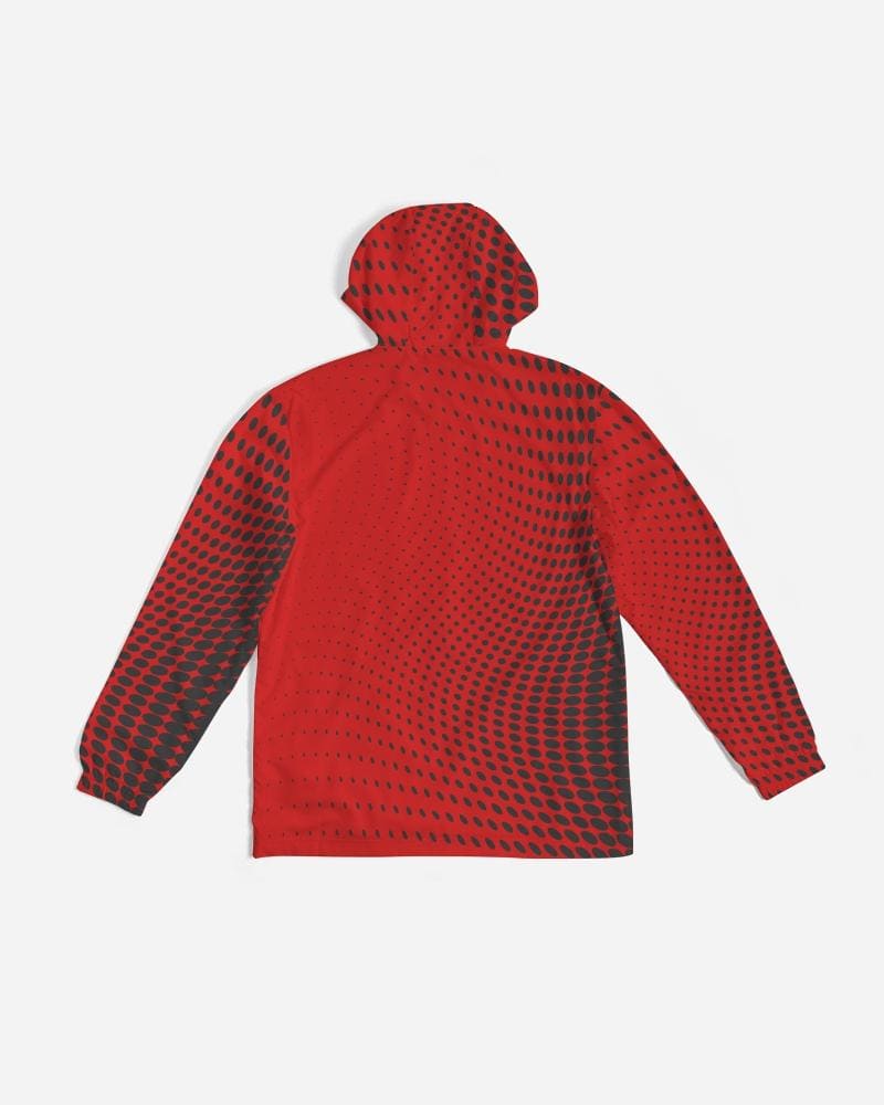 Mens Hooded Windbreaker Red Polka Dot Water Resistant Jacket - Jjww0x - Mens