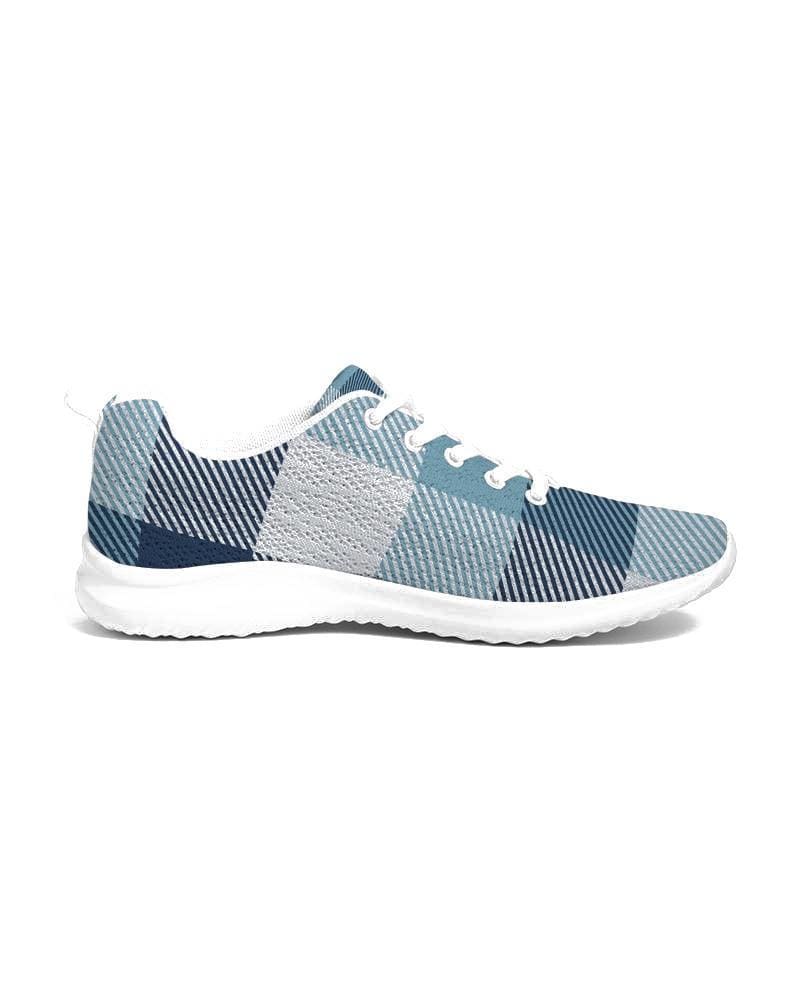 Mens Sneakers Blue Plaid Low Top Canvas Running Shoes