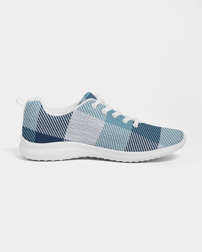 Mens Sneakers Blue Plaid Low Top Canvas Running Shoes