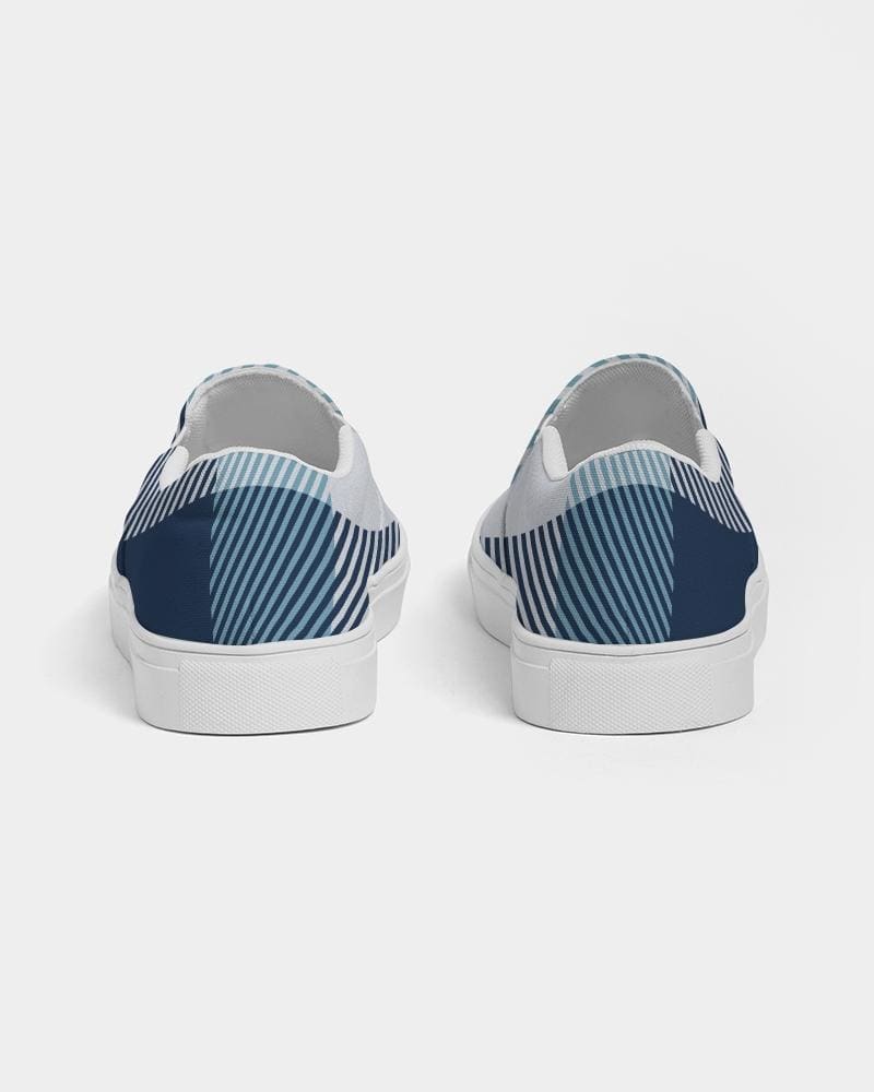Mens Sneakers Blue Plaid Low Top Slip-on Canvas Sports Shoes - Pzq475 - Mens |