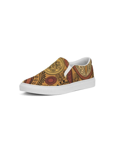 Mens Sneakers Brown Paisley Low Top Canvas Slip-on Sports Shoes - B3z475 - Mens