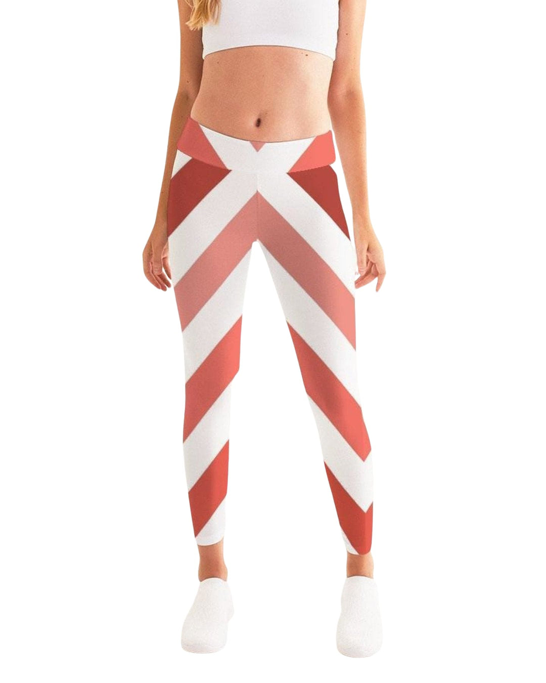 Womens High-waist Fitness Legging Yoga Pants Red White Herringbone - Womens