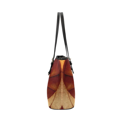 Large Leather Tote Shoulder Bag - Beige And Brown Swirl Pattern Illustration -