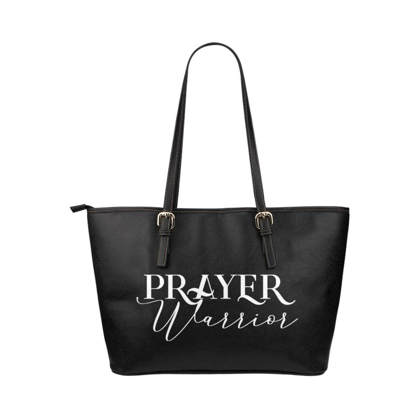 Large Leather Tote Shoulder Bag - Black And White Prayer Warrior - Bags |
