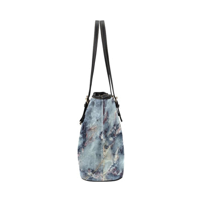 Large Leather Tote Shoulder Bag - Gray And White Marble Pattern Illustration -