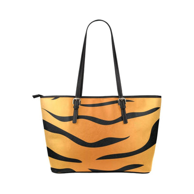Large Leather Tote Shoulder Bag - Orange And Black Tiger Stripe - Bags