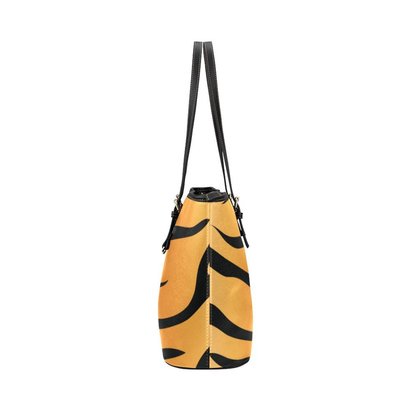 Large Leather Tote Shoulder Bag - Orange And Black Tiger Stripe - Bags