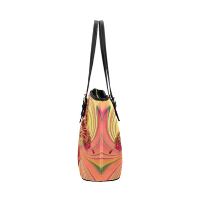 Large Leather Tote Shoulder Bag - Vibrant Butterfly Pattern Illustration - Bags
