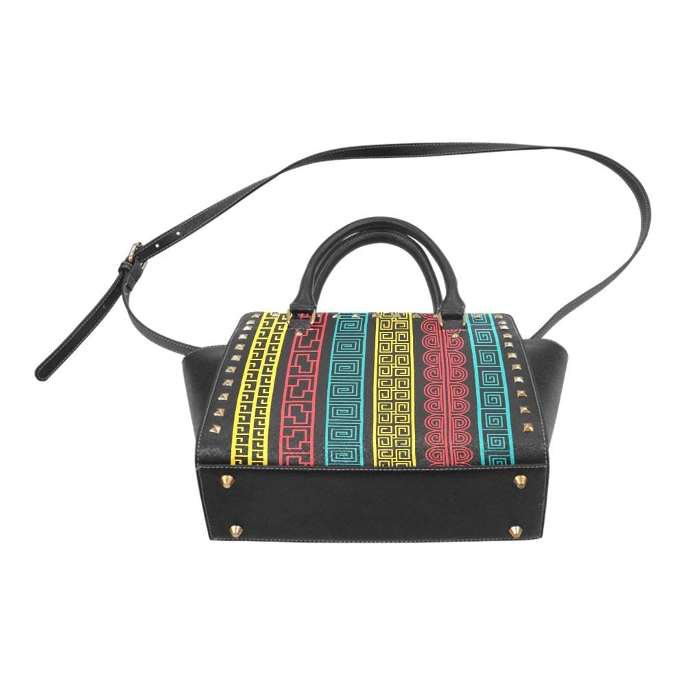 Top Handle Geometric Rivet Design Handbag - Bags | Handbags