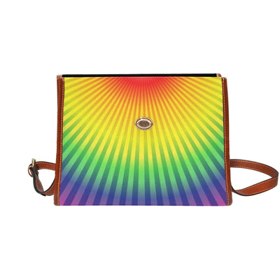 Top Handle Handbag Canvas Rainbow Radial Design - Multicolor - Bags | Handbags