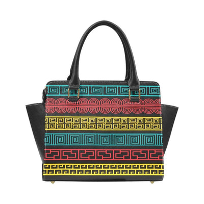 Top Handle Leather Geometric Rivet Design Handbag - Bags | Handbags