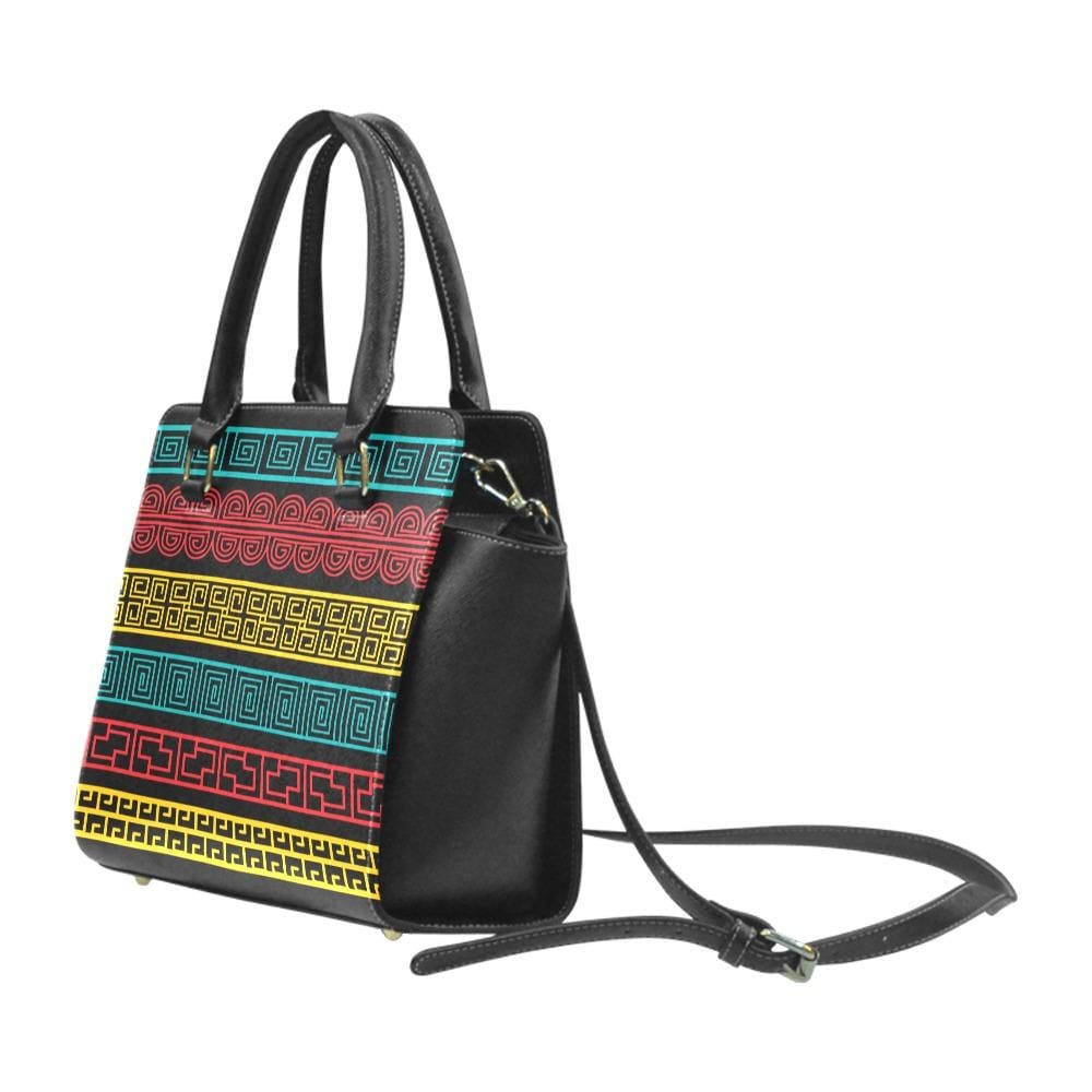 Top Handle Leather Geometric Rivet Design Handbag - Bags | Handbags