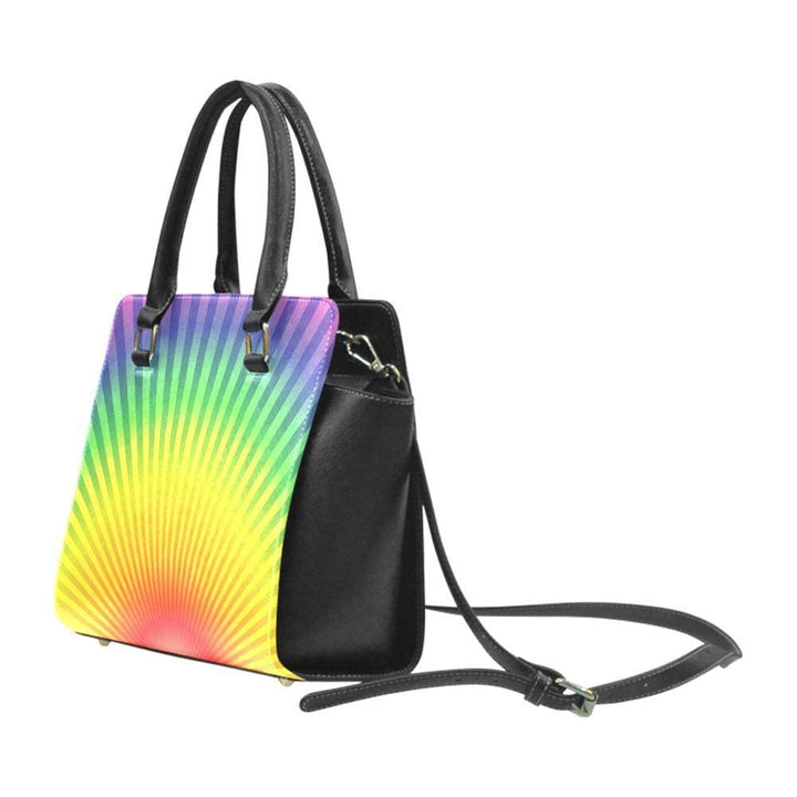 Top Handle Leather Rainbow Radial Rivet Design Handbag - Bags | Handbags