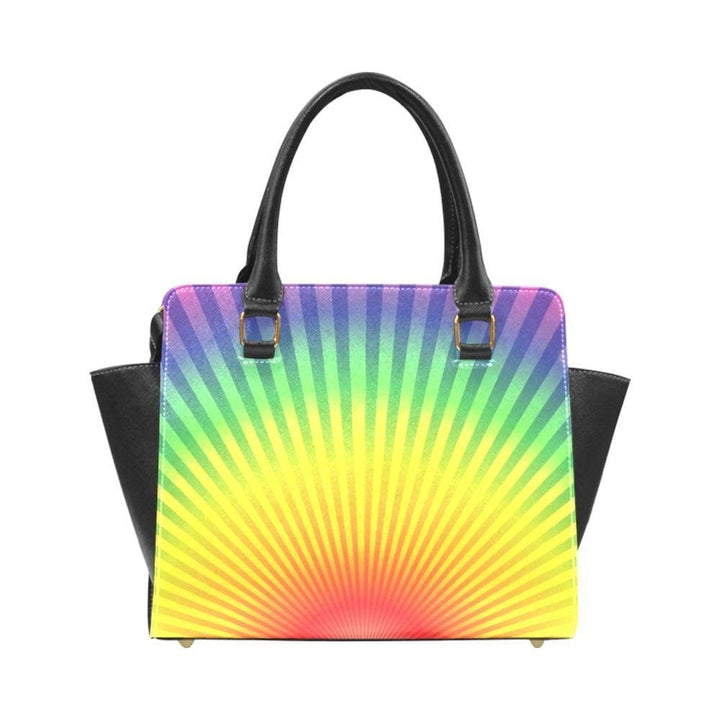 Top Handle Leather Rainbow Radial Rivet Design Handbag - Bags | Handbags