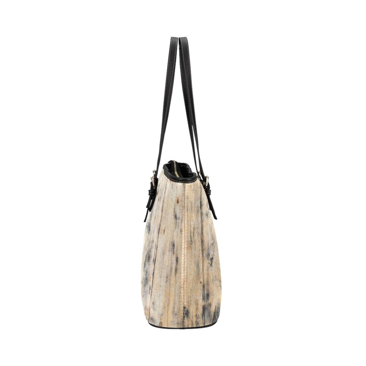 Large Leather Tote Shoulder Bag - Beige Distressed Wood illustration - Bags