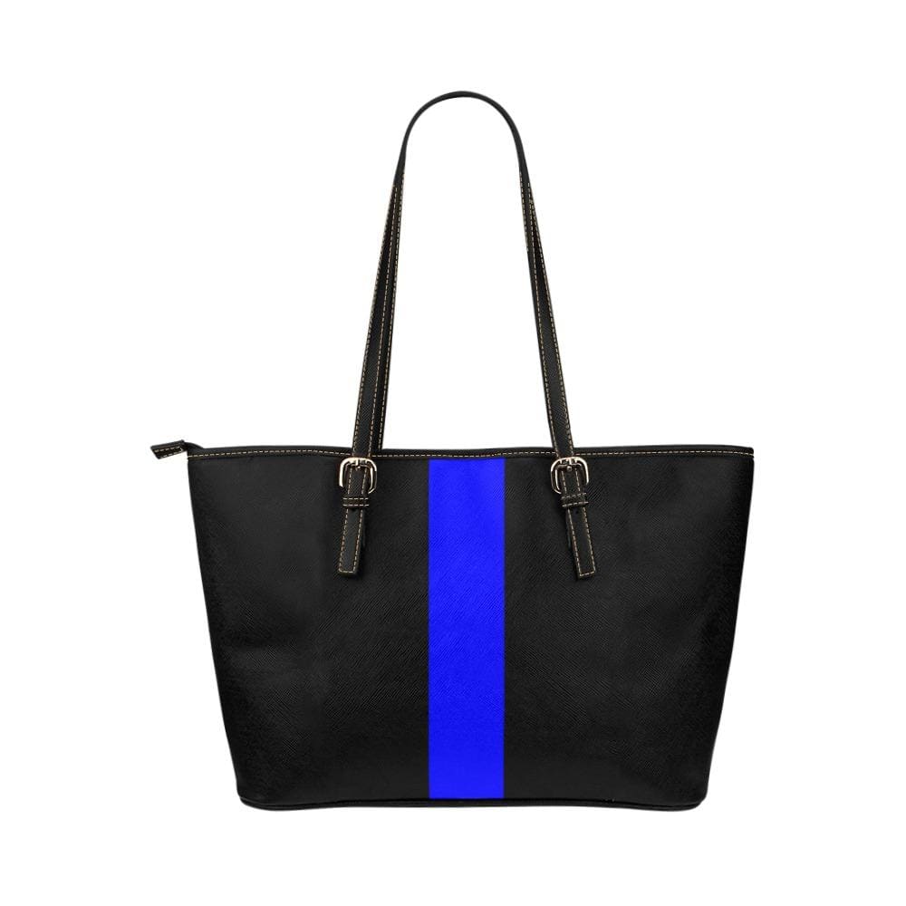 Large Leather Tote Shoulder Bag - Black And Blue B6008408 - Bags | Leather Tote