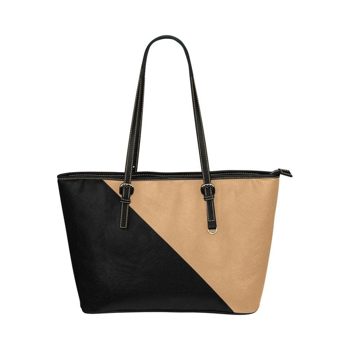 Large Leather Tote Shoulder Bag - Black and Brown B6008404 - Bags | Leather