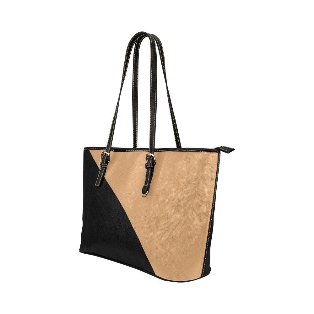 Large Leather Tote Shoulder Bag - Black and Brown B6008404 - Bags | Leather