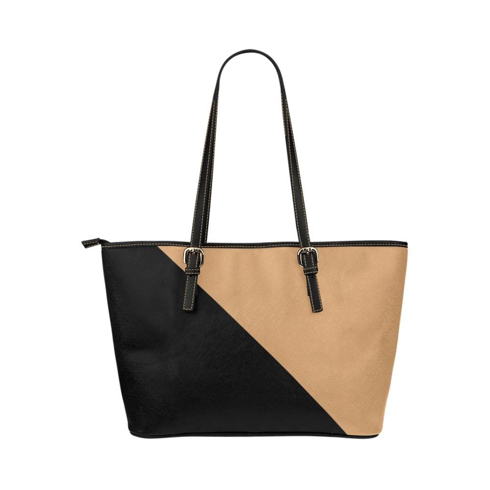 Large Leather Tote Shoulder Bag - Black and Brown B6008404 - Bags | Leather