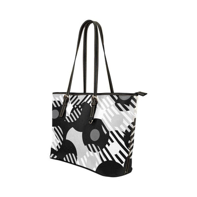 Large Leather Tote Shoulder Bag - Black And Grey B6008793 - Bags | Leather Tote