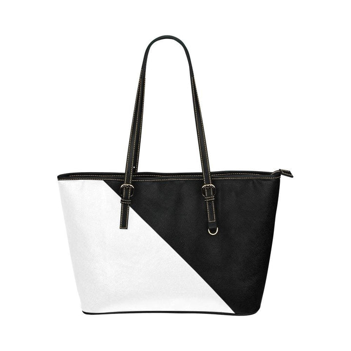 Large Leather Tote Shoulder Bag - Black And White B6008399 - Bags | Leather