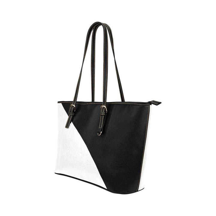 Large Leather Tote Shoulder Bag - Black And White B6008399 - Bags | Leather