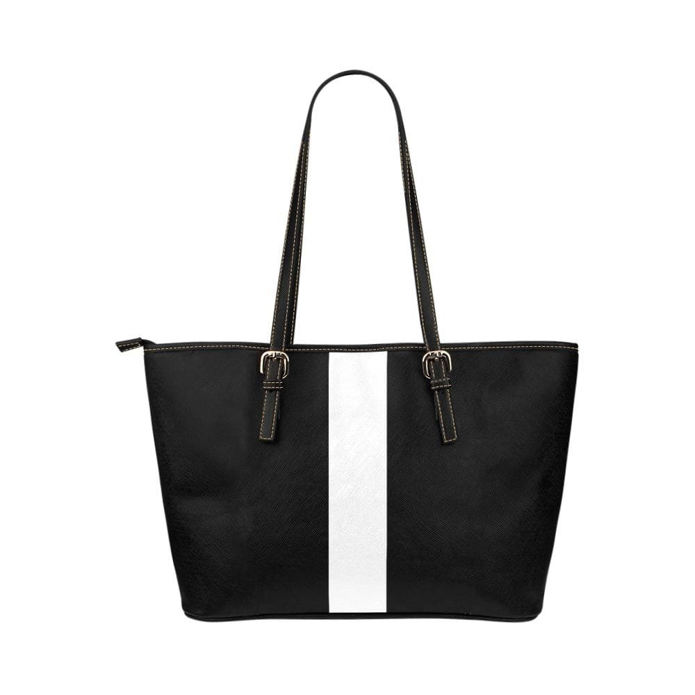 Large Leather Tote Shoulder Bag - Black and White B6008429 - Bags | Leather