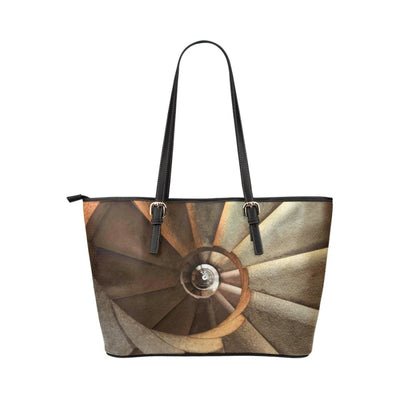 Large Leather Tote Shoulder Bag - Brown Architecture Pattern B3554926 - Bags |