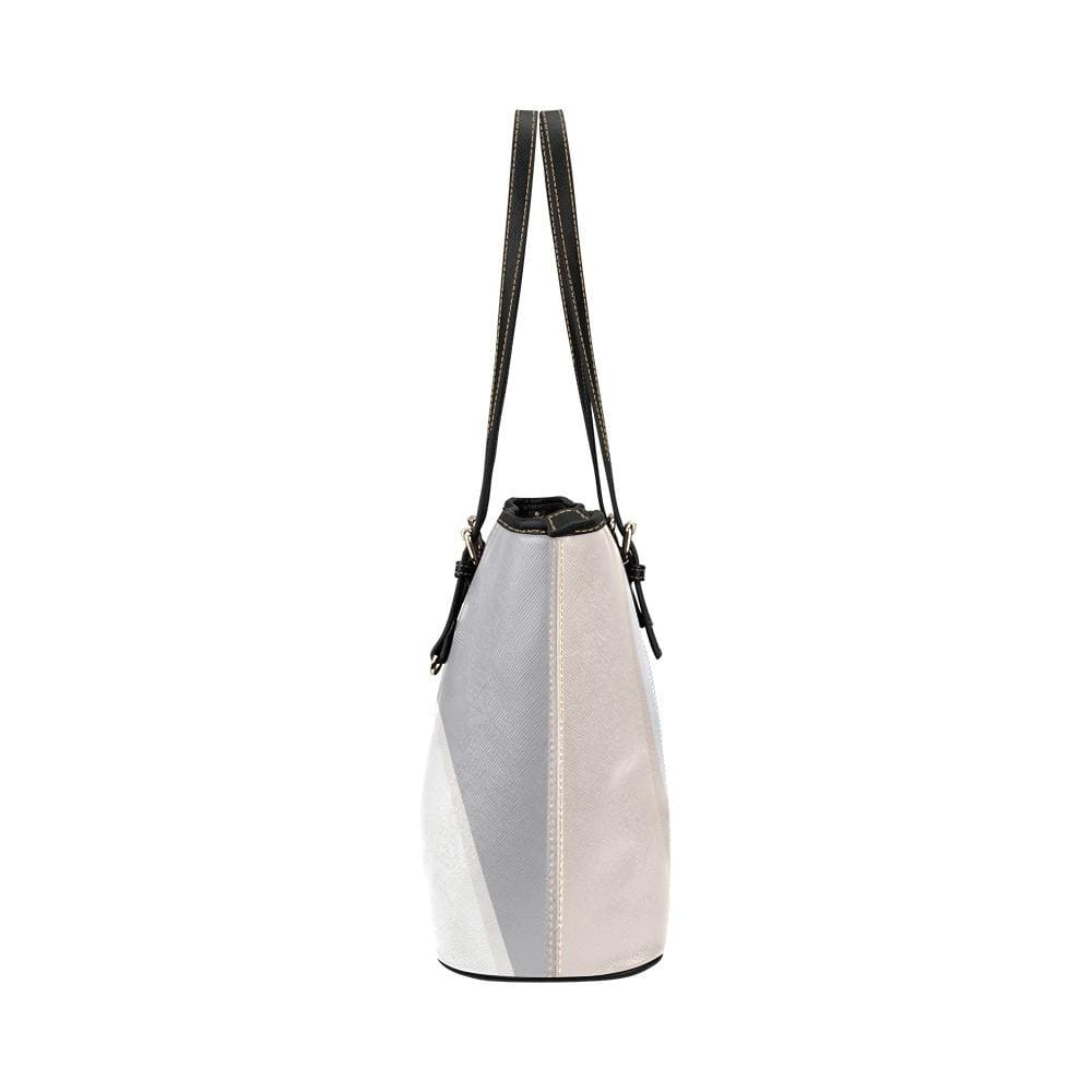 Large Leather Tote Shoulder Bag - Pastel Colorblock Multicolor Illustration