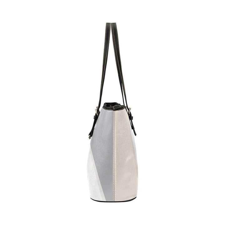 Large Leather Tote Shoulder Bag - Pastel Colorblock Multicolor Illustration