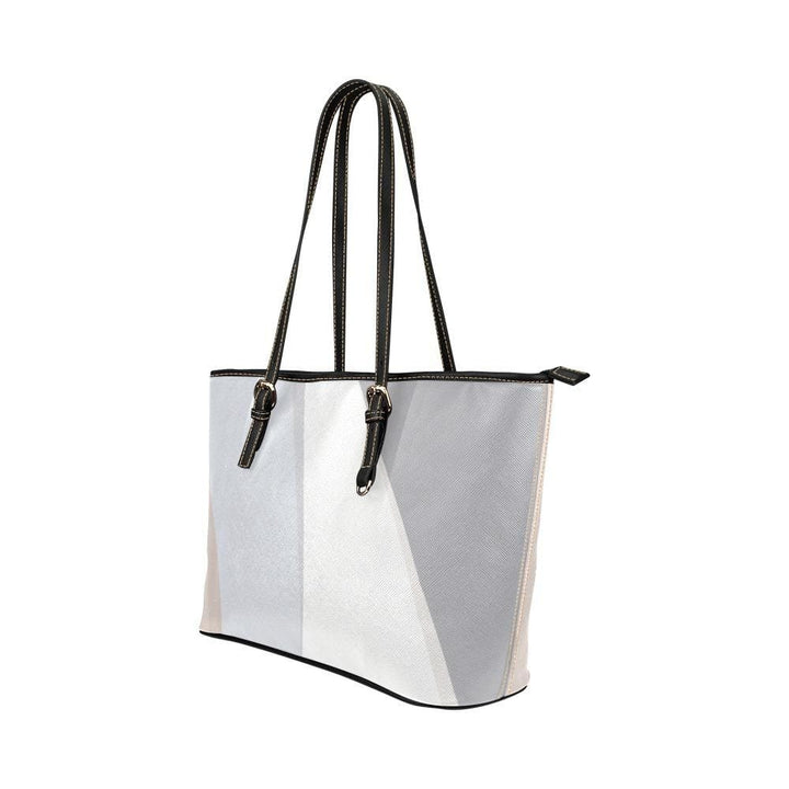 Large Leather Tote Shoulder Bag - Pastel Colorblock Multicolor Illustration