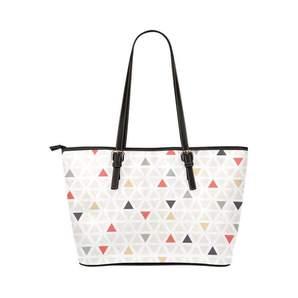 Large Leather Tote Shoulder Bag - Pastel Triangles Multicolor illustration
