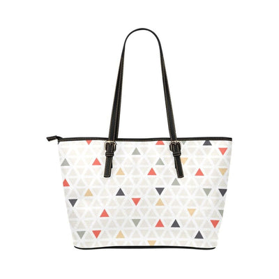 Large Leather Tote Shoulder Bag - Pastel Triangles Multicolor illustration