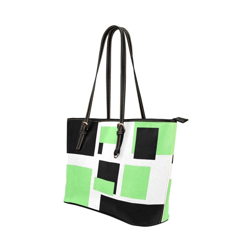 Large Leather Tote Shoulder Bag - Tricolor Black B6008389 - Bags/Leather Tote
