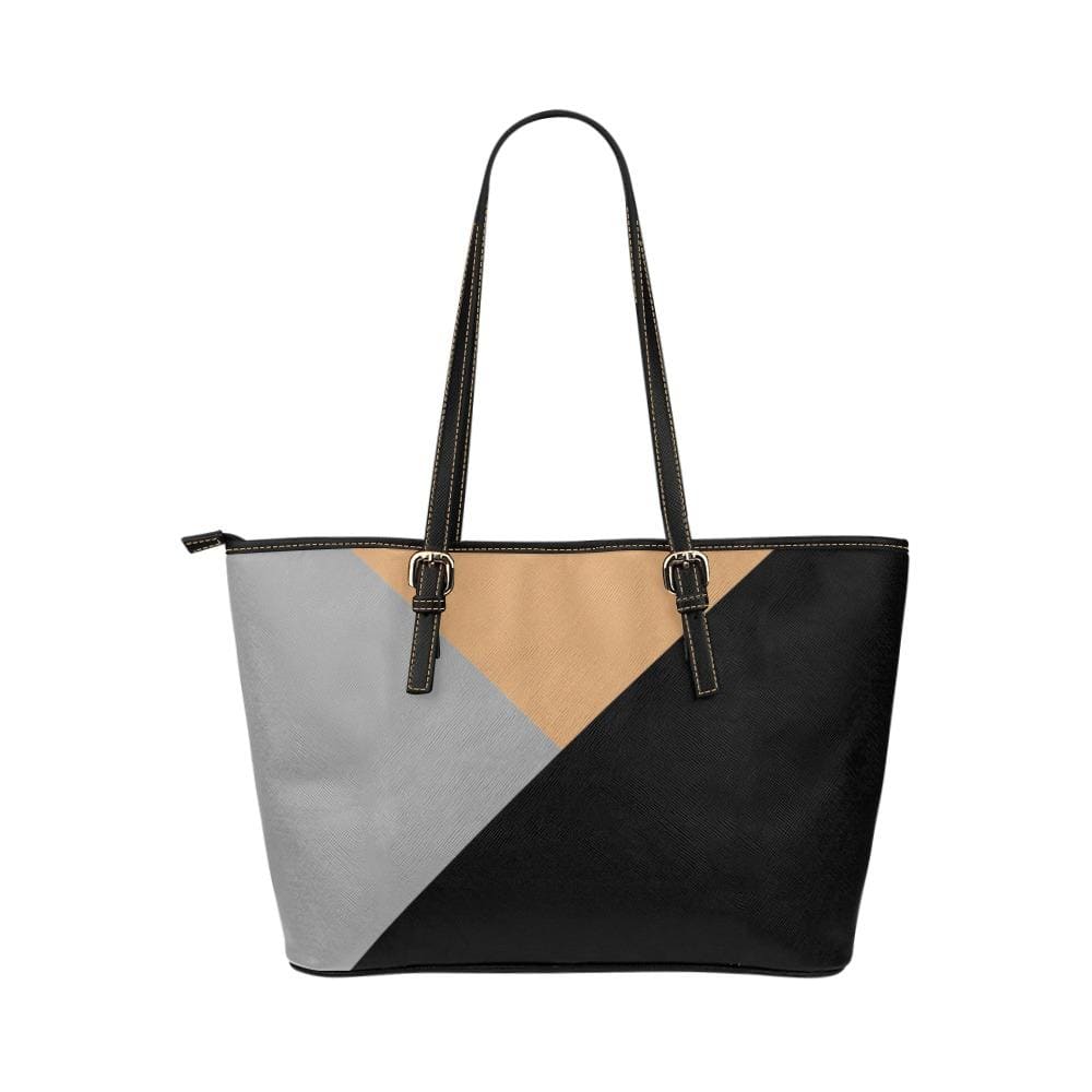 Large Leather Tote Shoulder Bag - Tricolor Black B6008398 - Bags | Leather Tote