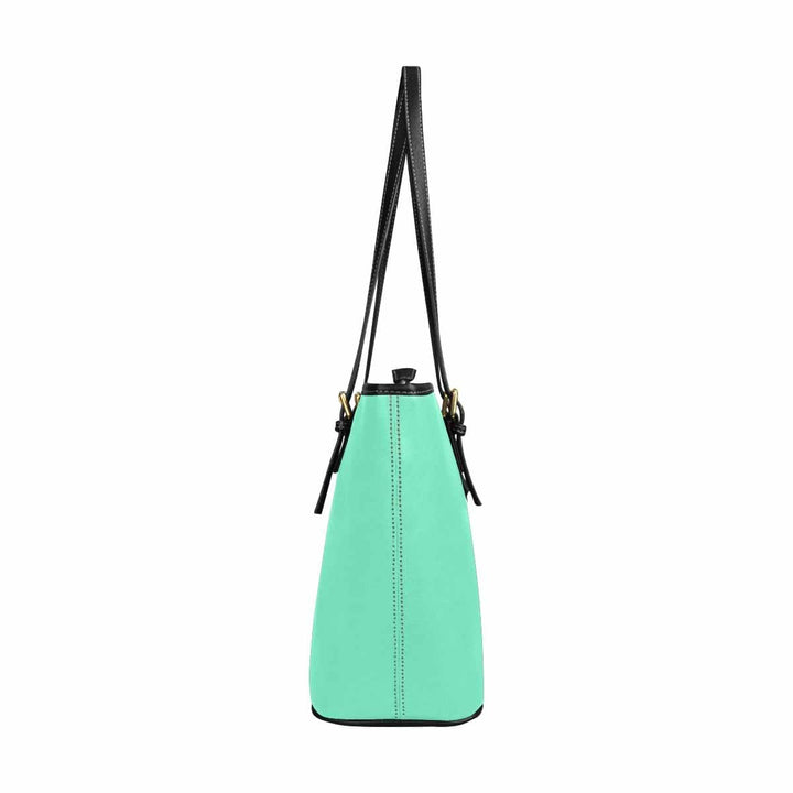 Large Leather Tote Shoulder Bag - Aquamarine Green - Bags | Leather Tote Bags