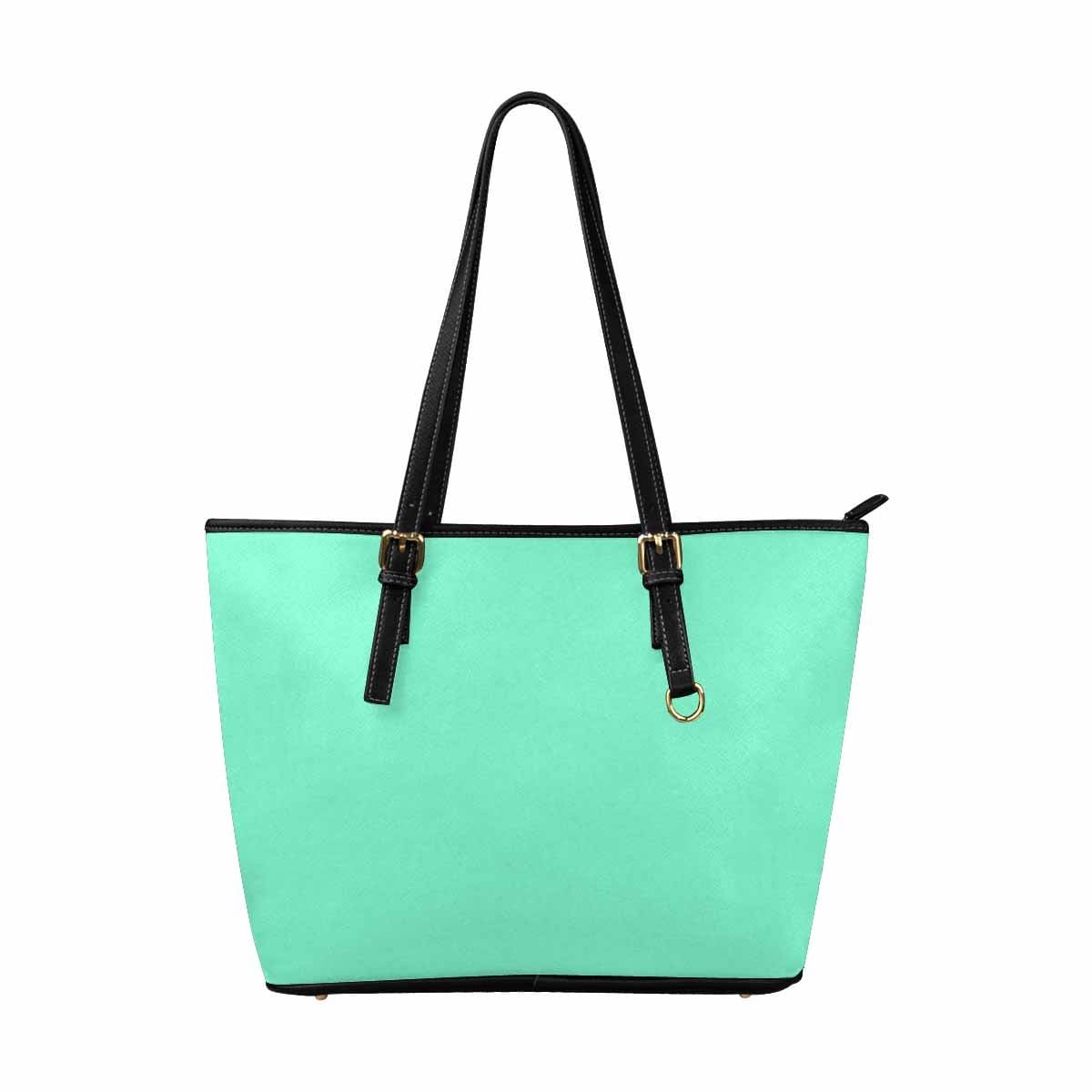 Large Leather Tote Shoulder Bag - Aquamarine Green - Bags | Leather Tote Bags