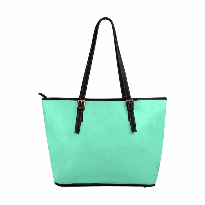 Large Leather Tote Shoulder Bag - Aquamarine Green - Bags | Leather Tote Bags