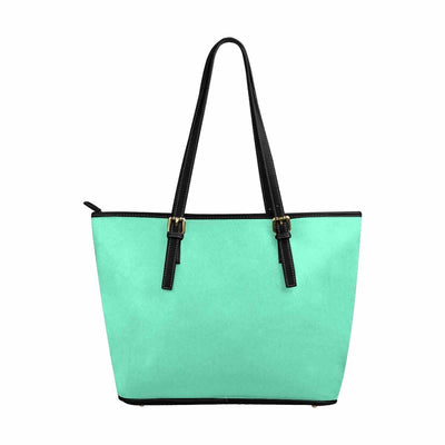 Large Leather Tote Shoulder Bag - Aquamarine Green - Bags | Leather Tote Bags