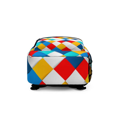 Backpack - Large Water-resistant Bag Multicolor Square Grid - Bags | Backpacks