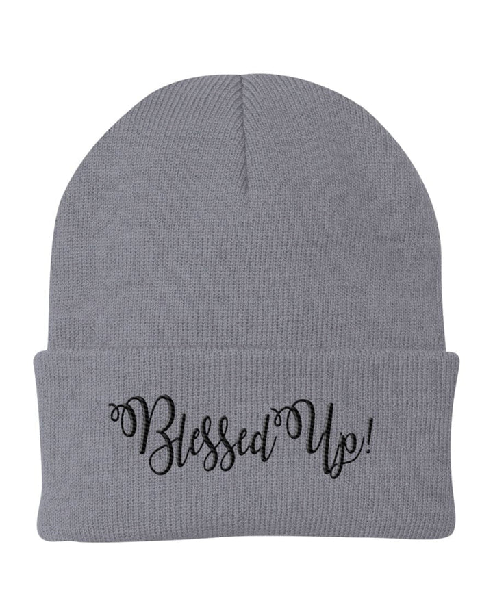 Beanie Cap / Blessed Up Embroidered Graphic - Cuffed Knit Hat - Unisex